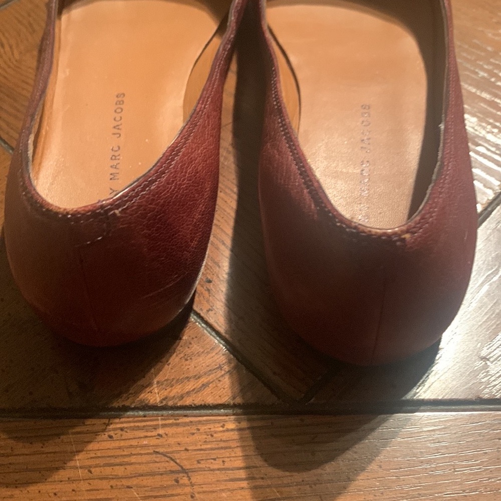 Marc by Marc Jacobs gold zipper detail accent brown leather flats 36 / 6 - Picture 5 of 13